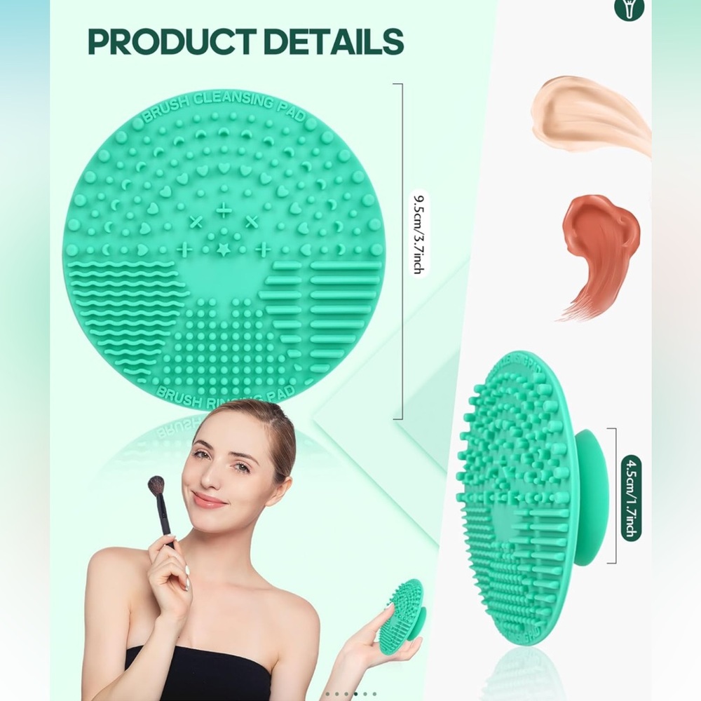 5for$10 Makeup Brush Cleaning Mat Washing Tool Make Up Brush Clean Pad Teal NWT